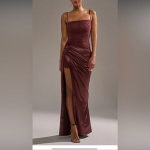 AKIRA RUNAWAY SATIN MESH MAXI DRESS Size 1X1X